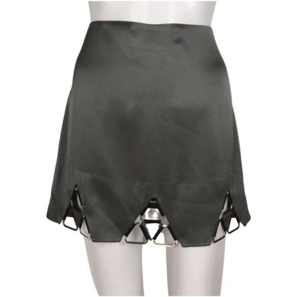 NWT Ramy Brook Women's Mini Skirt Triangle Metal Details Gray Size XS